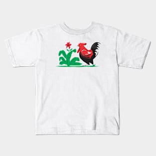 rooster and flower Kids T-Shirt